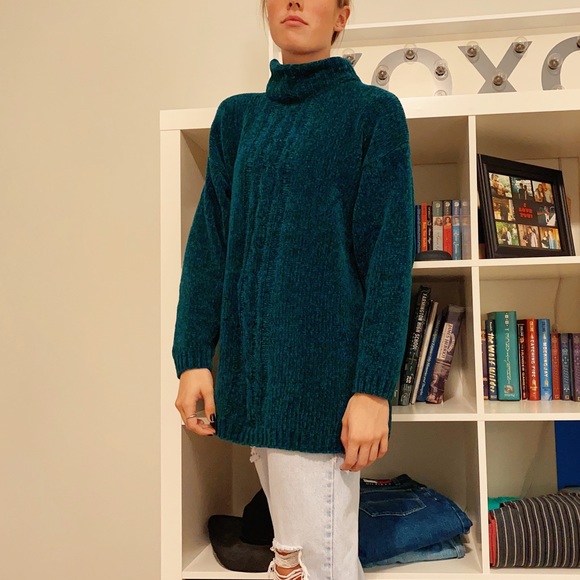 VINTAGE FOREST GREEN KNIT SWEATER - Picture 1 of 4